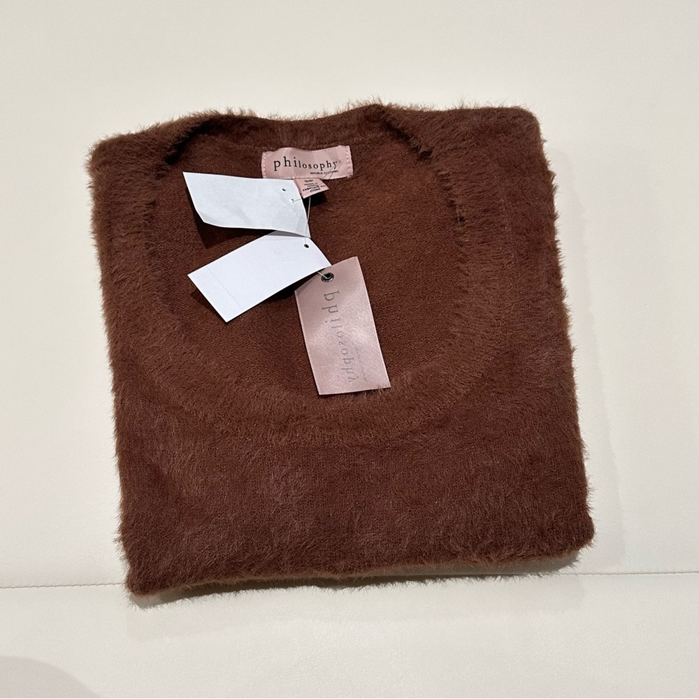 Philosophy fluffy short sleeve sweater